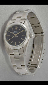 Rolex Oyster Perpetual Black Dial 24mm Stainless Steel 76080 Watch