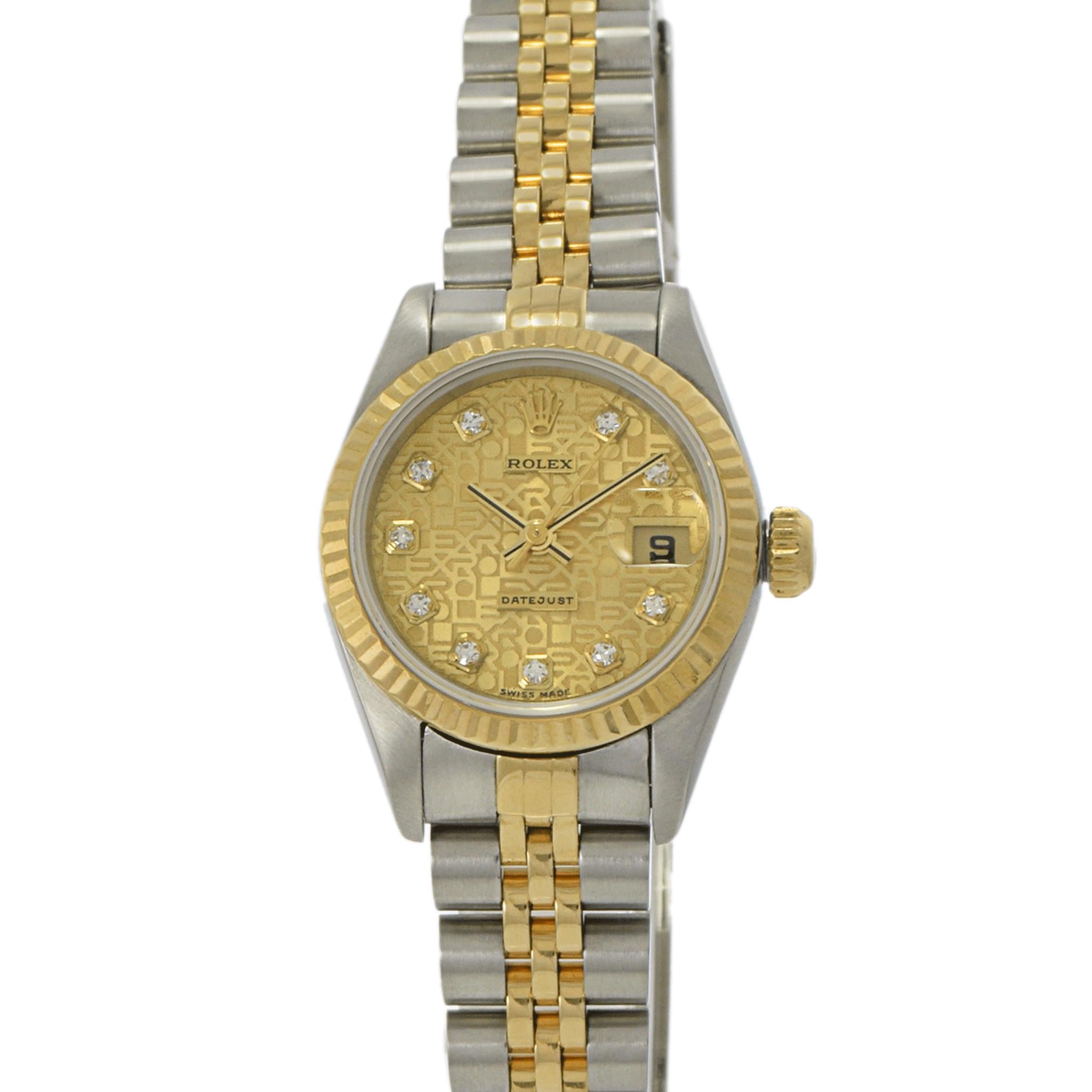 Rolex Datejust Diamond Anniversary Dial Steel Yellow Gold Ladies Watch 79173