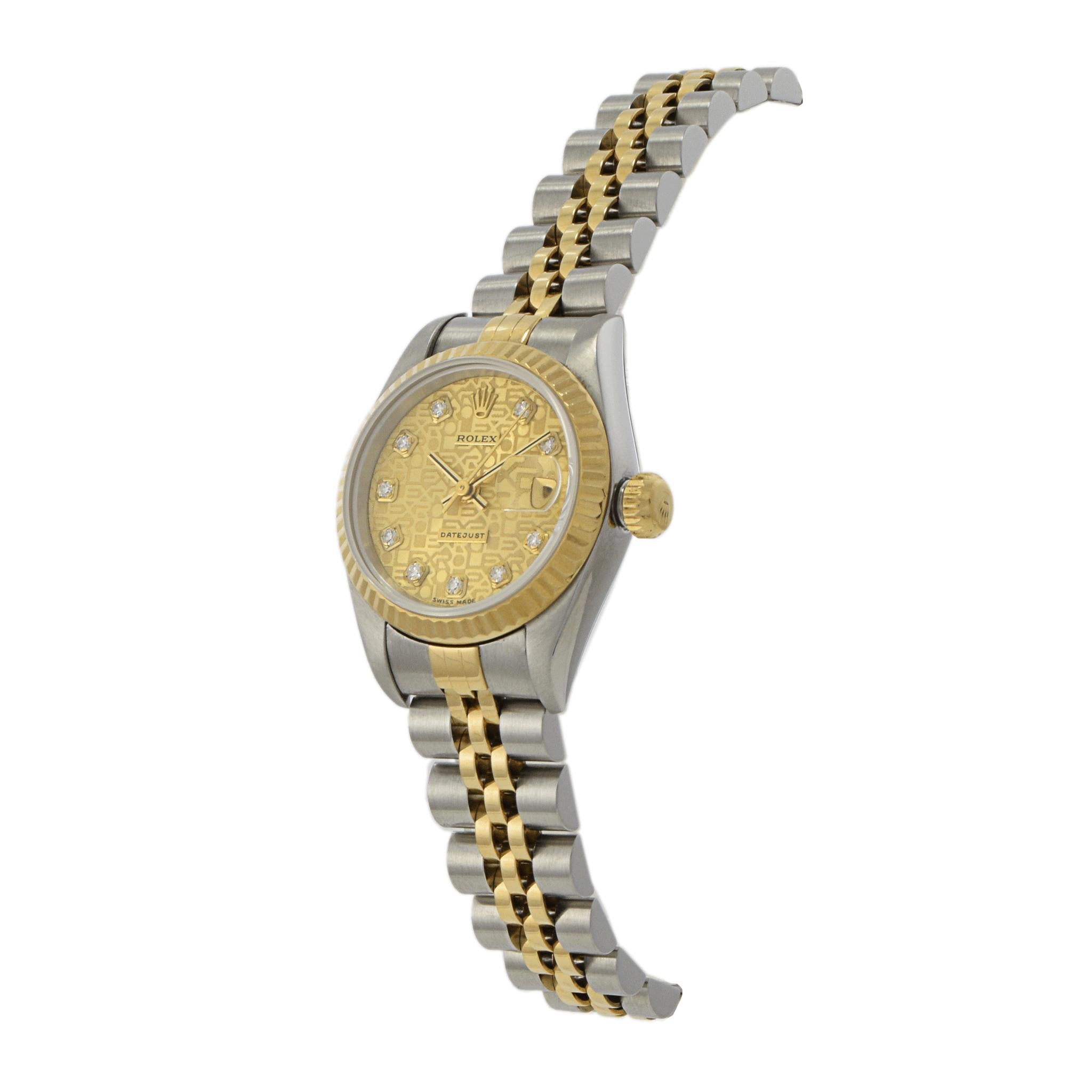 Rolex Datejust Diamond Anniversary Dial Steel Yellow Gold Ladies Watch 79173