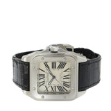 Cartier Santos 100 Large Stainless Steel Watch with Black Alligator Strap