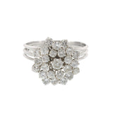 Vintage Platinum Diamond Cluster Ring