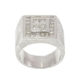18KT White Gold Princess Cut Diamond Signet Ring 2.60CT-TW