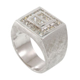 18KT White Gold Princess Cut Diamond Signet Ring 2.60CT-TW