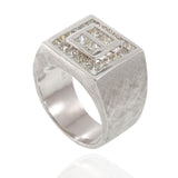 18KT White Gold Princess Cut Diamond Signet Ring 2.60CT-TW