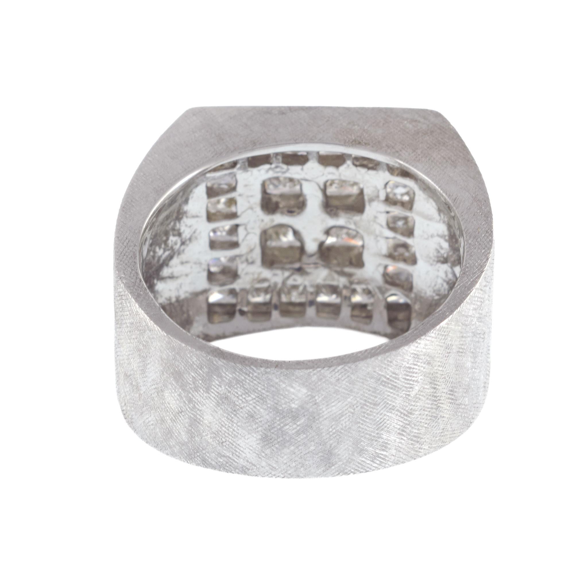 18KT White Gold Princess Cut Diamond Signet Ring 2.60CT-TW