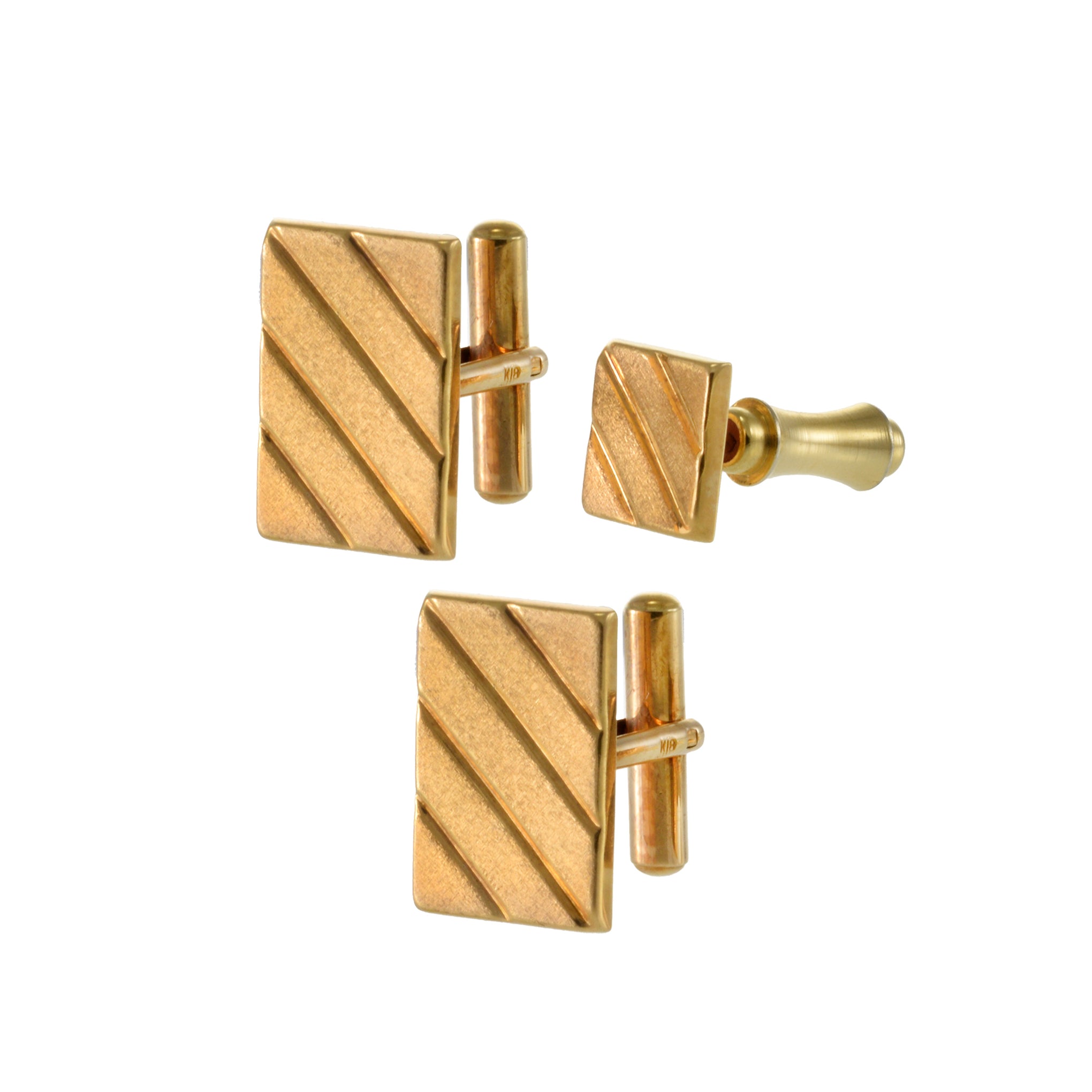 18KT Yellow Gold Cufflinks and Tie Set