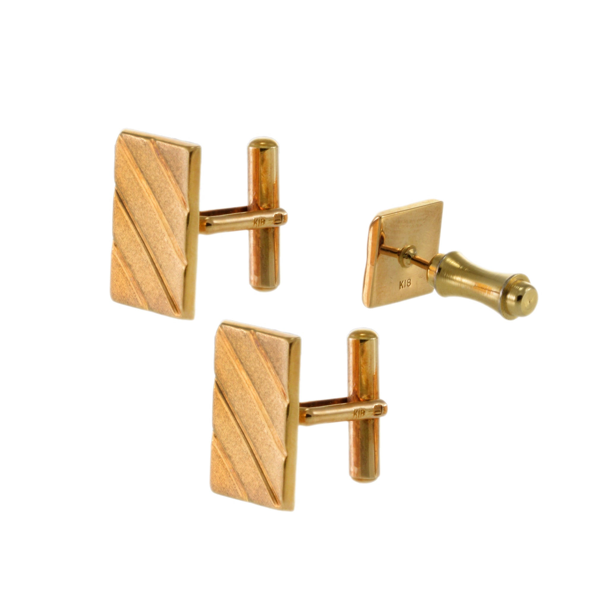 18KT Yellow Gold Cufflinks and Tie Set