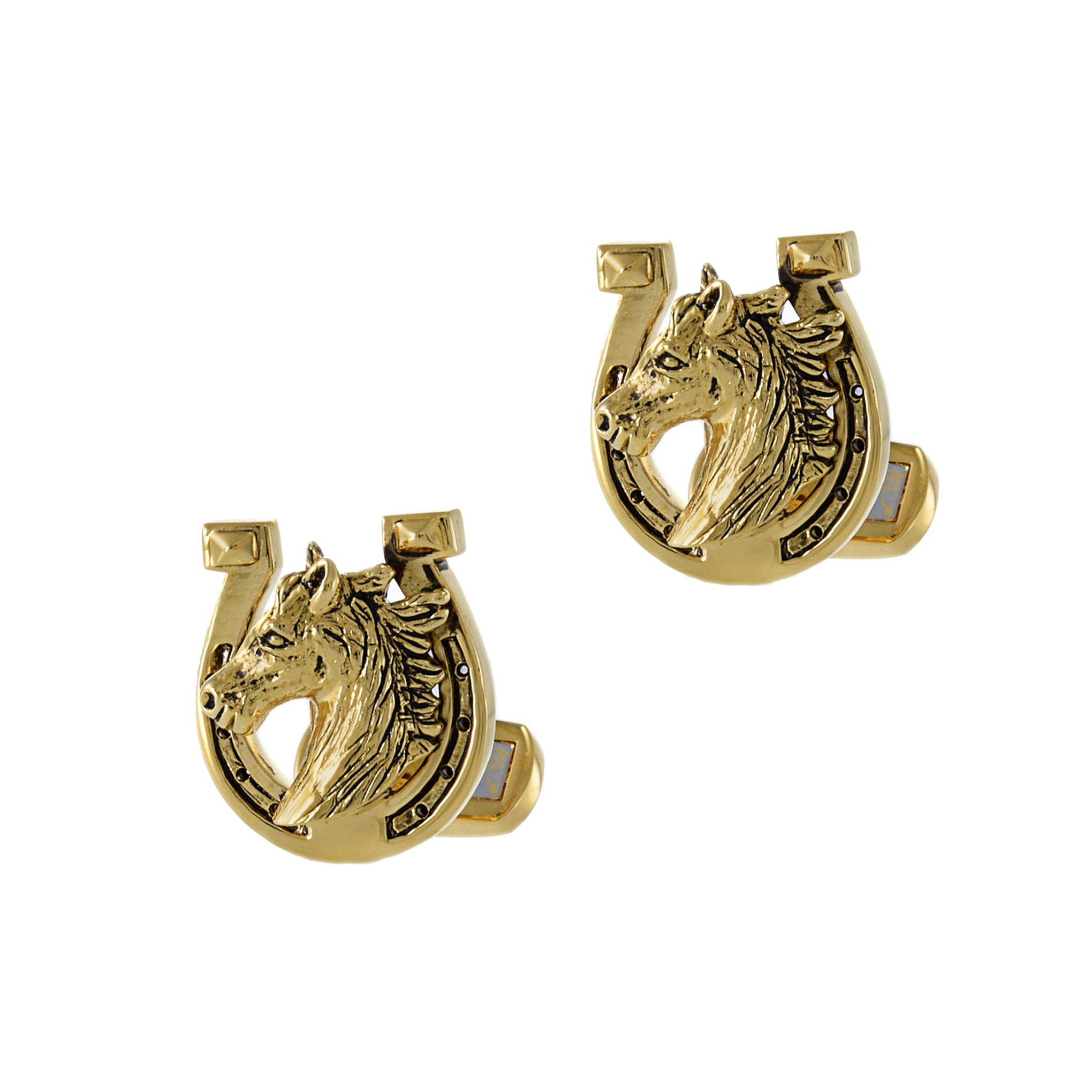 Louis Martin 18KT Yellow Gold Vermeil Horse and Horseshoe Cufflinks