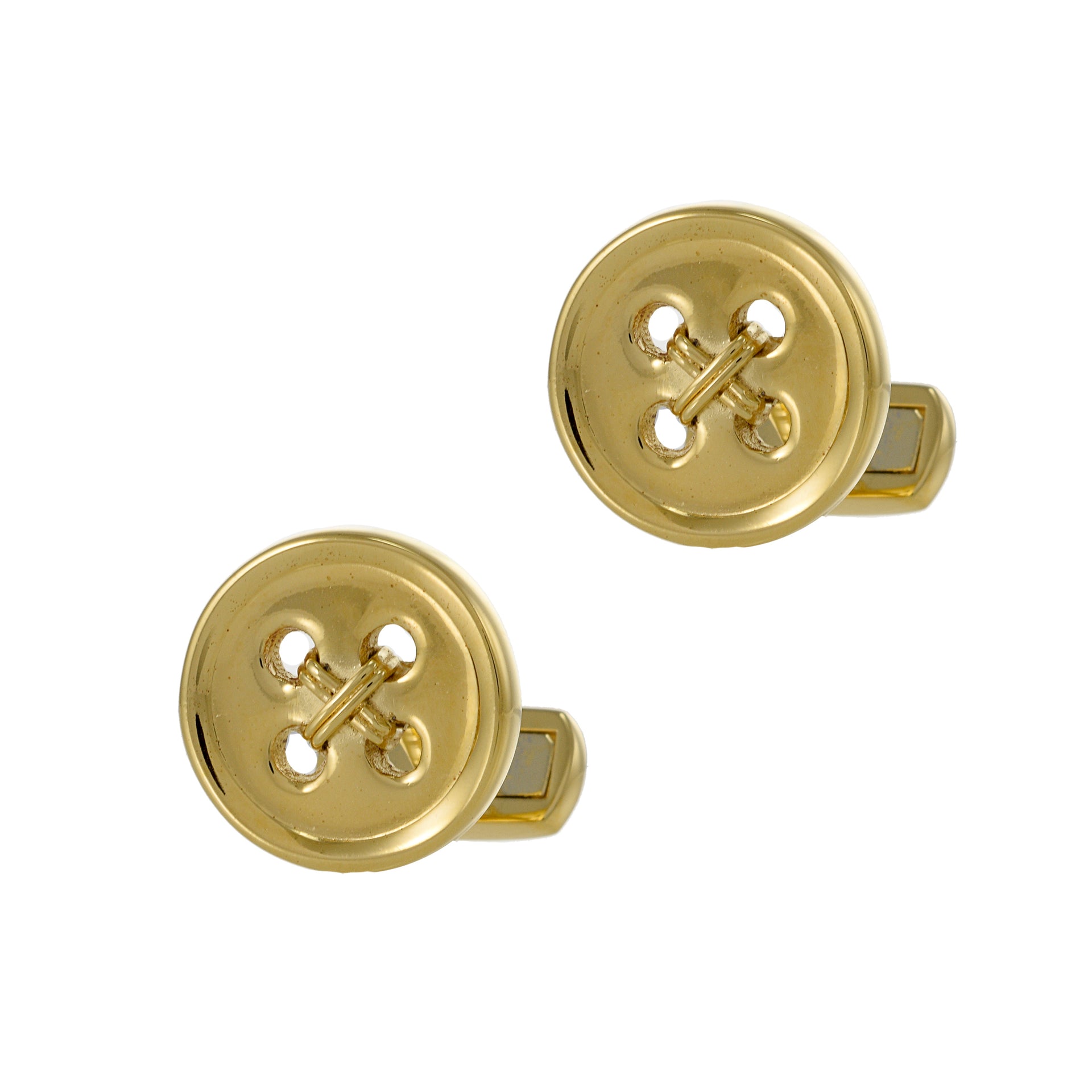 Louis Martin 18KT Yellow Gold Vermeil Button and Thread Cufflinks