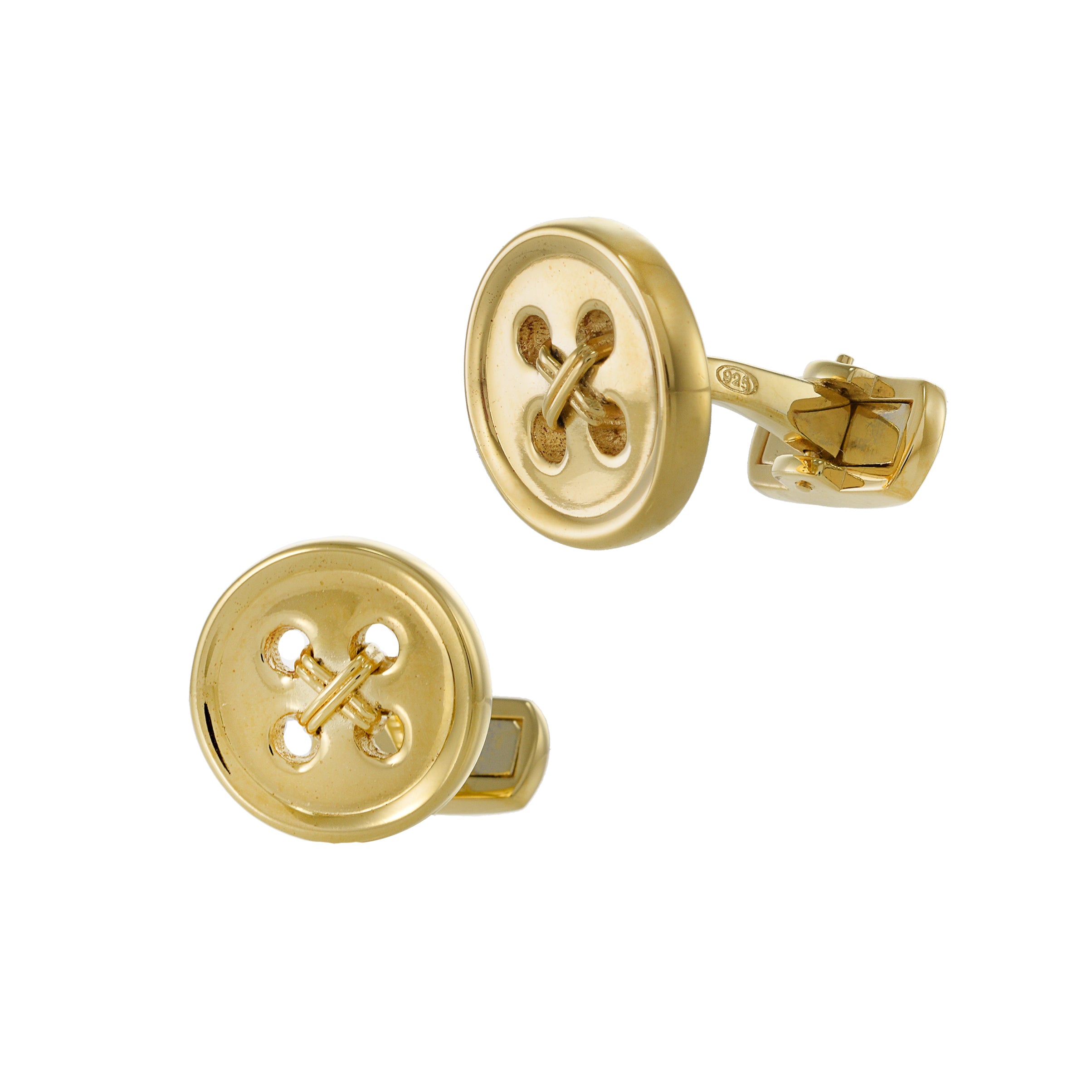 Louis Martin 18KT Yellow Gold Vermeil Button and Thread Cufflinks