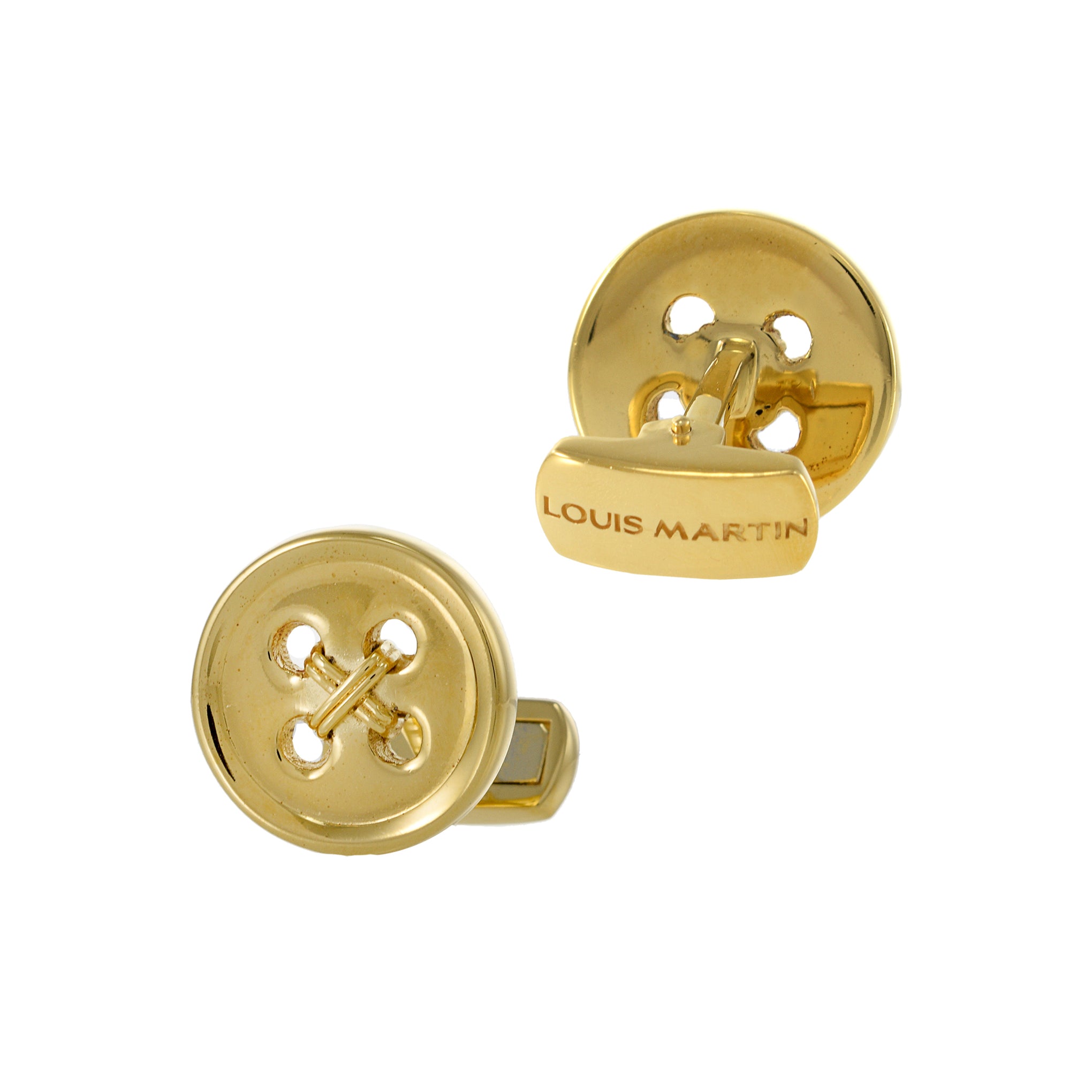 Louis Martin 18KT Yellow Gold Vermeil Button and Thread Cufflinks