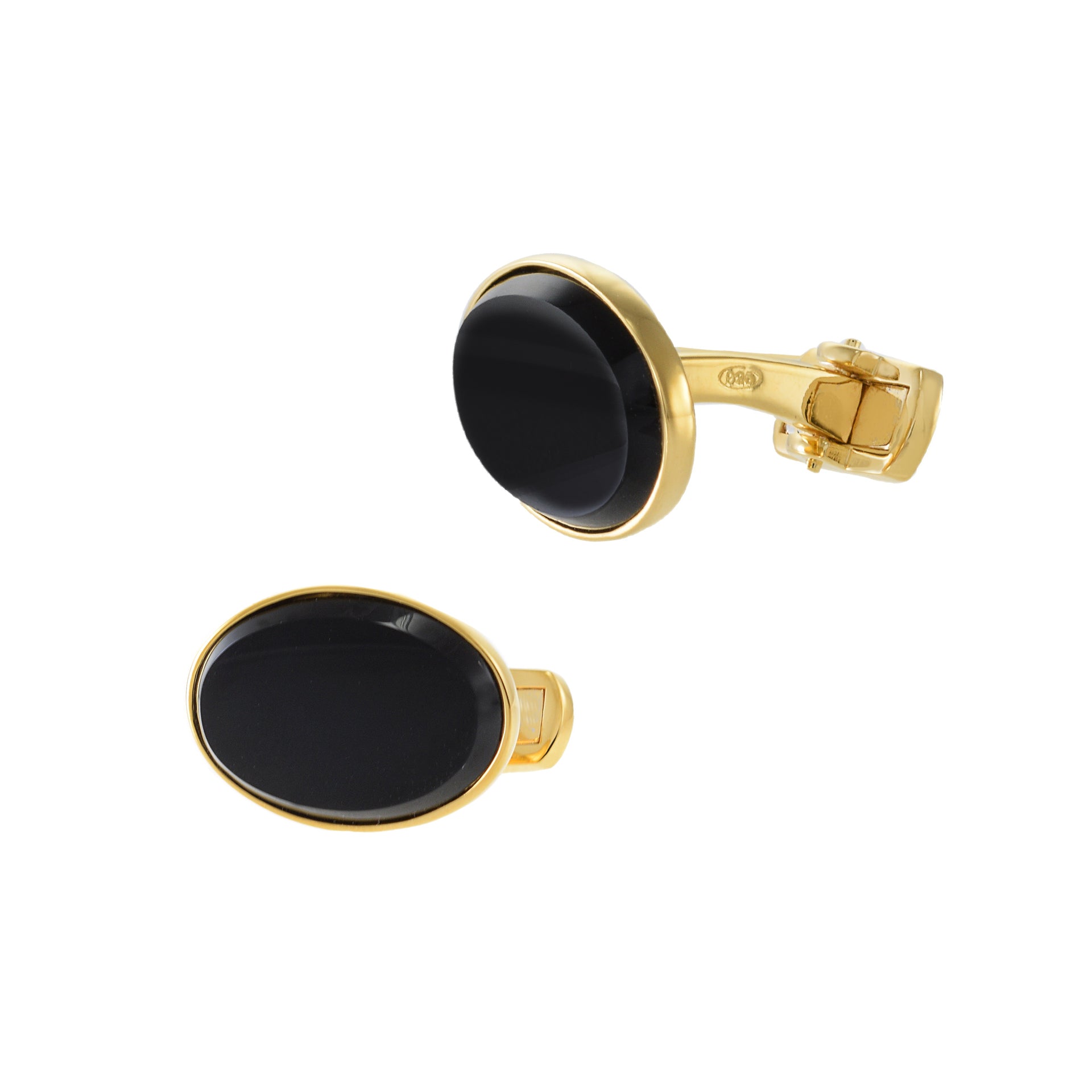 Louis Martin 18KT Yellow Gold Vermeil Oval Black Onyx Cufflinks