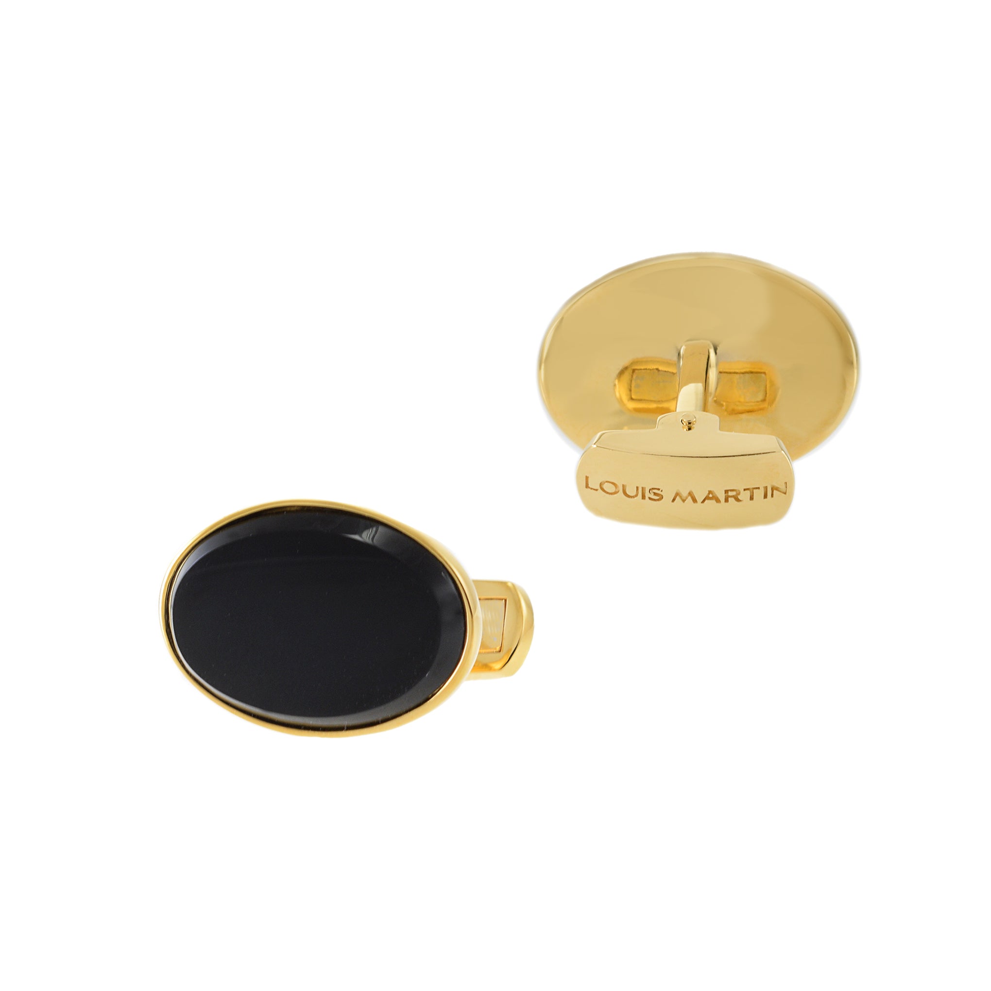 Louis Martin 18KT Yellow Gold Vermeil Oval Black Onyx Cufflinks