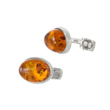 Louis Martin Sterling Silver Oval Amber Cufflinks