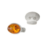 Louis Martin Sterling Silver Oval Amber Cufflinks