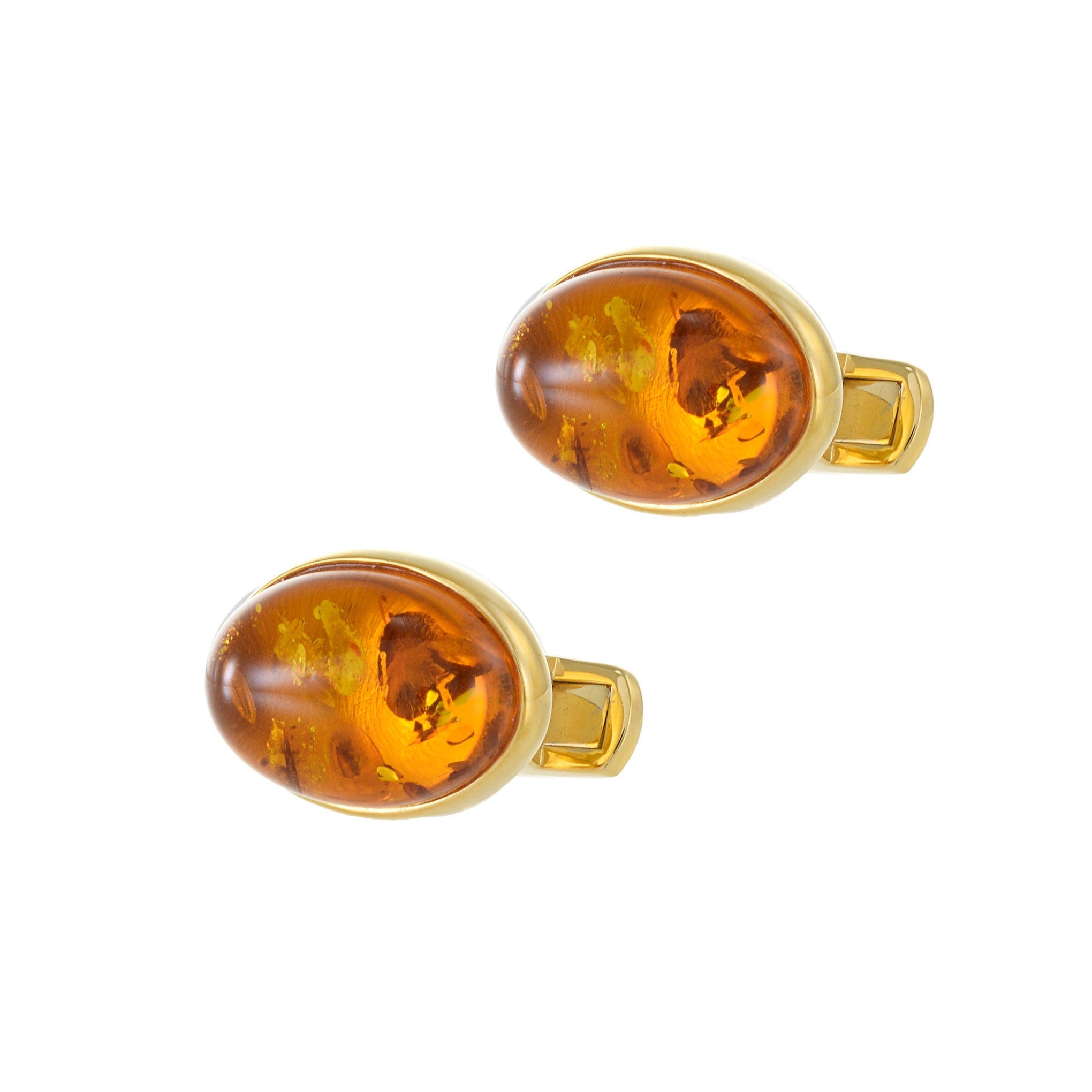 Louis Martin 18KT Yellow Gold Vermeil Oval Amber Cufflinks