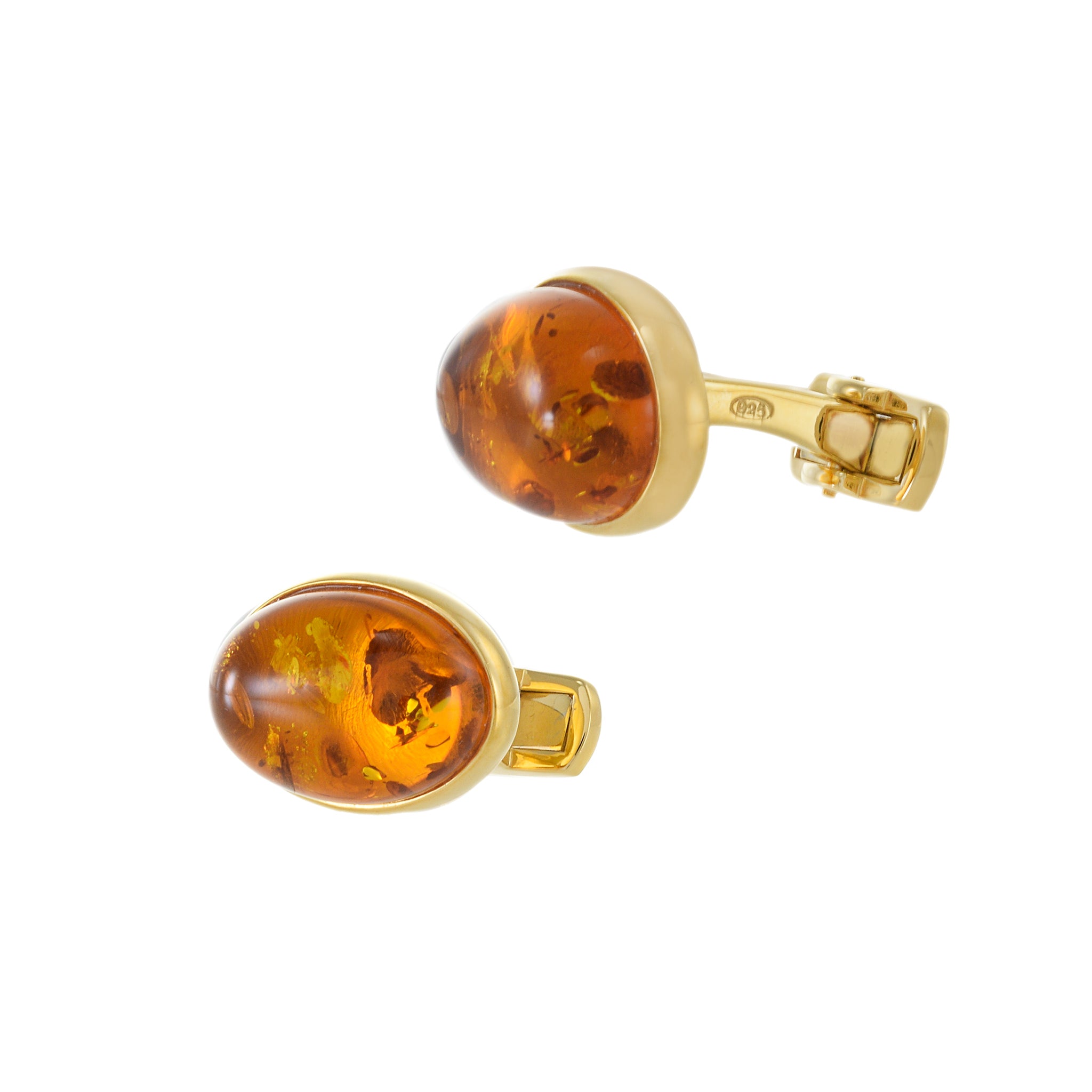 Louis Martin 18KT Yellow Gold Vermeil Oval Amber Cufflinks