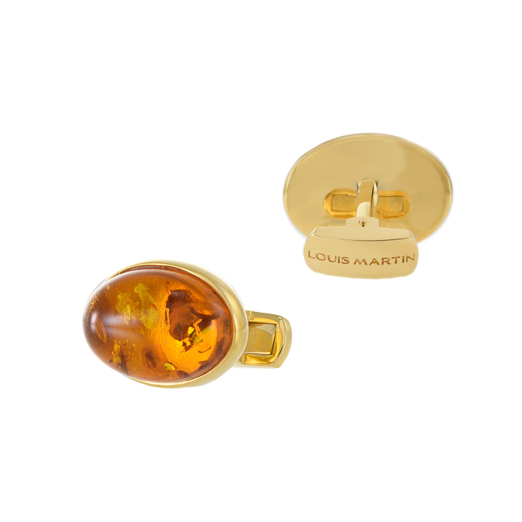 Louis Martin 18KT Yellow Gold Vermeil Oval Amber Cufflinks