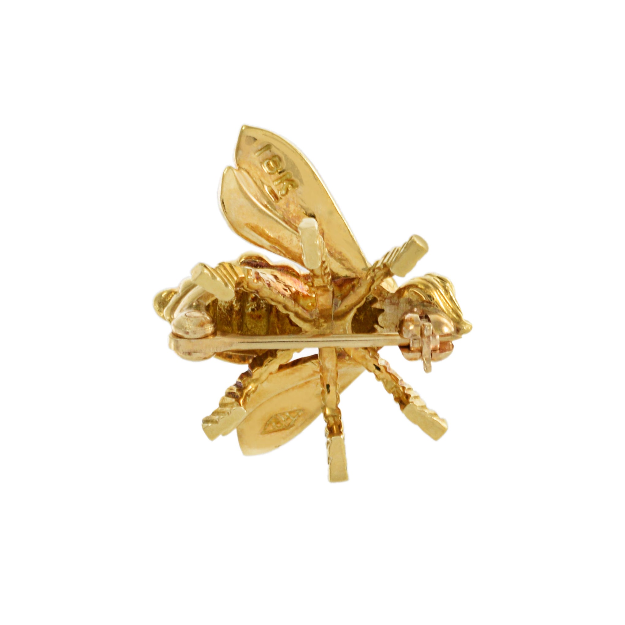 Vintage Retro 18KT Yellow Gold Fly Lapel Pin