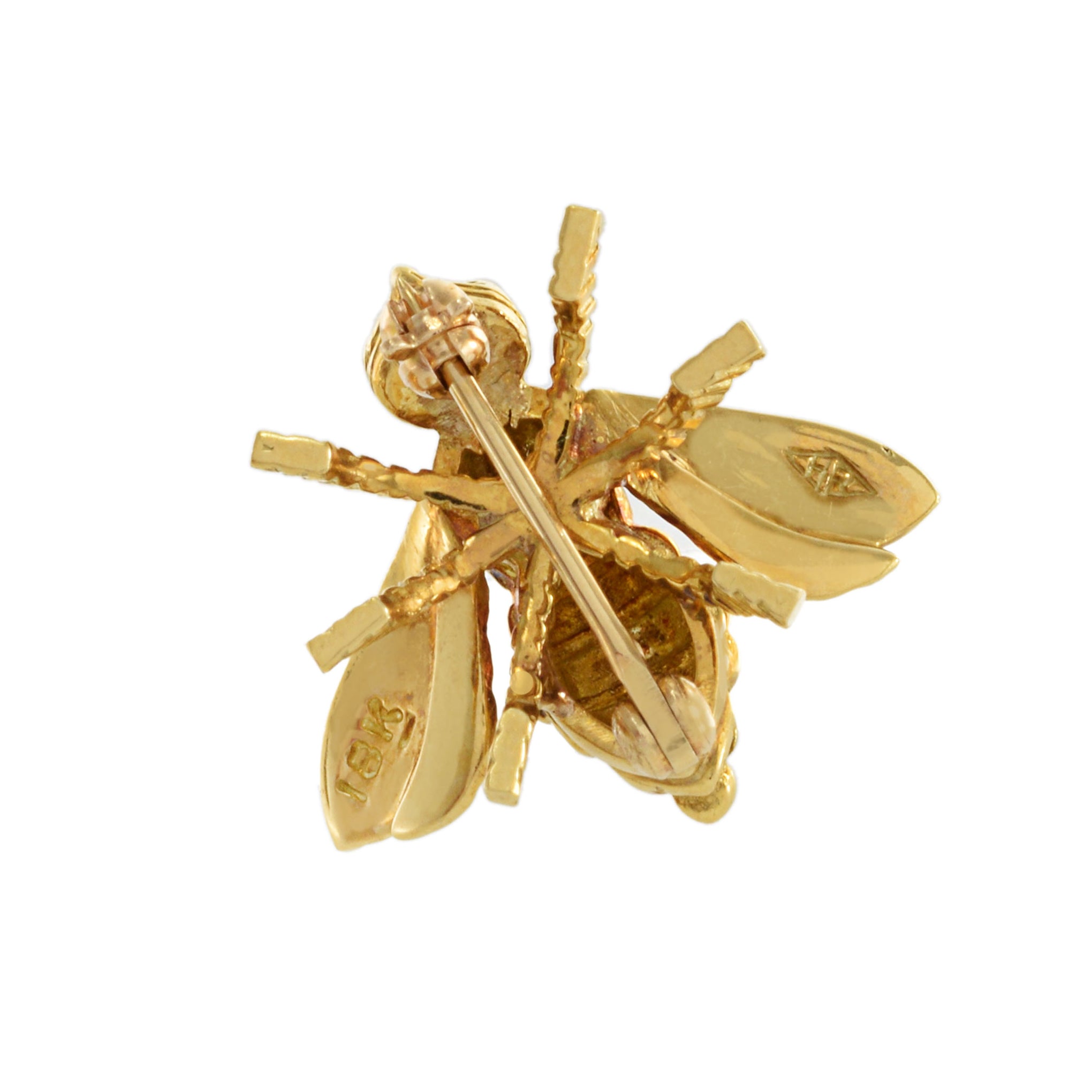Vintage Retro 18KT Yellow Gold Fly Lapel Pin
