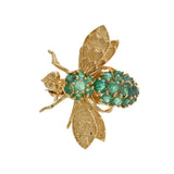 Vintage Retro Era 14KT Yellow Gold Emerald Bee Lapel Pin