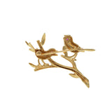 Vintage Retro Era 14KT Yellow Gold Two Birds on Branch Pin