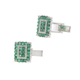 Louis Martin 14KT White Gold Emerald and Diamond Geometric Cufflinks