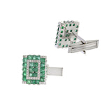 Louis Martin 14KT White Gold Emerald and Diamond Geometric Cufflinks