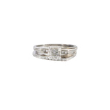 Vintage Retro Period 14KT White Gold Diamond Ring and Band Set 0.25CT-TW