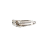 Vintage Retro Period 14KT White Gold Diamond Ring and Band Set 0.25CT-TW