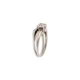 Vintage Retro Period 14KT White Gold Diamond Ring and Band Set 0.25CT-TW
