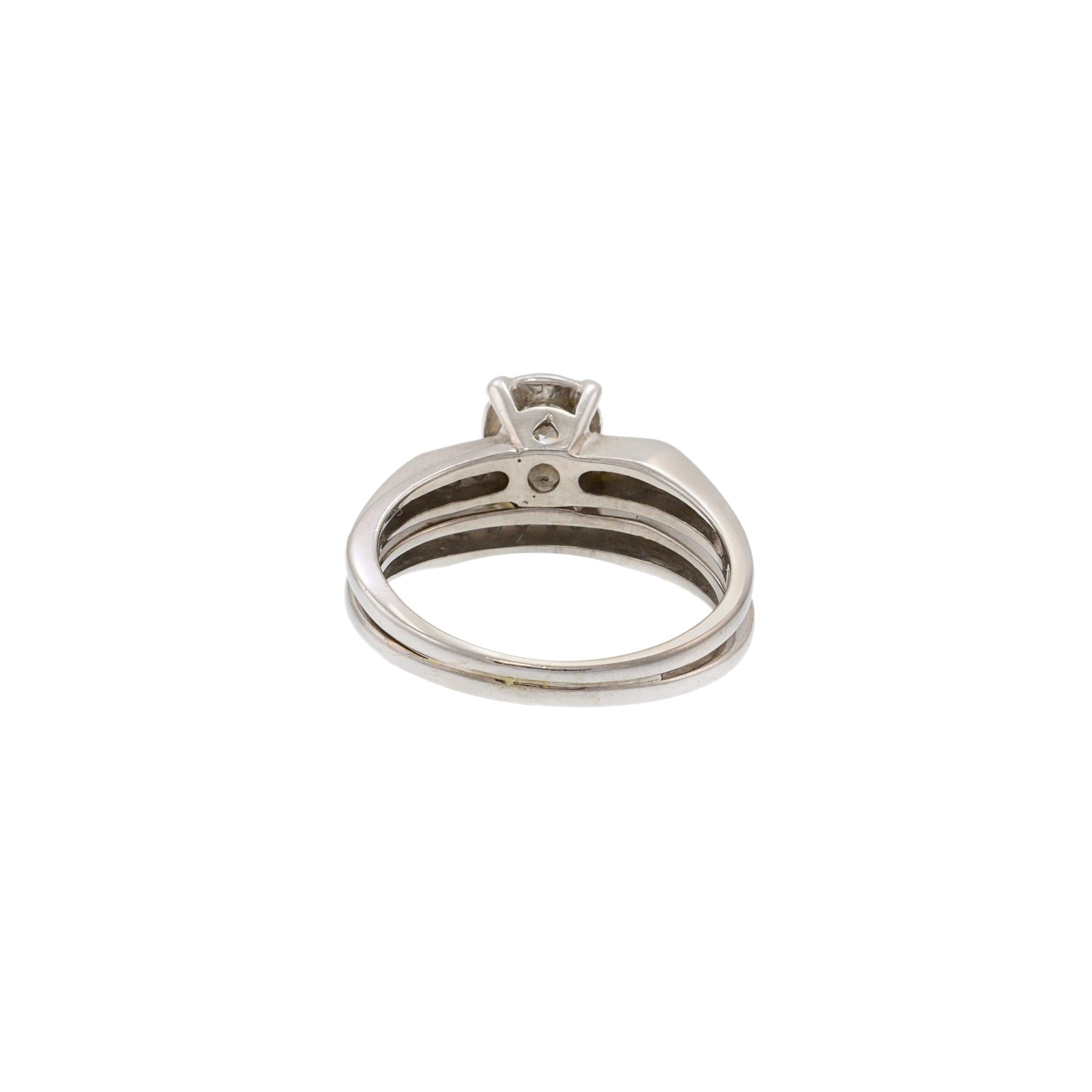 Vintage Retro Period 14KT White Gold Diamond Ring and Band Set 0.25CT-TW