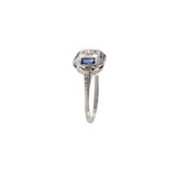 Antique Art Deco 14KT Gold & Platinum Sapphire and Diamond Filigree Ring
