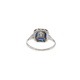 Antique Art Deco 14KT Gold & Platinum Sapphire and Diamond Filigree Ring