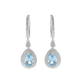 18KT White Gold Aquamarine and Diamond Drop Earrings