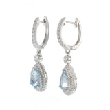 18KT White Gold Aquamarine and Diamond Drop Earrings