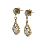 14KT Yellow Gold Art Deco Diamond Drop Earrings