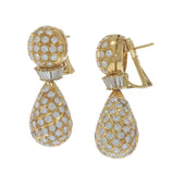 Vintage Retro Era 18KT Yellow Gold Diamond Drop Earrings
