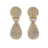 Vintage Retro Era 18KT Yellow Gold Diamond Drop Earrings
