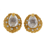 Vintage David Webb 18KT Yellow Gold Quartz and Diamond Earrings