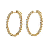 18KT Yellow Gold Oval Inside-Out Diamond Hoop Earrings – 3.34CT-TW
