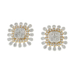 18KT Two Tone Diamond Cluster Stud Earrings