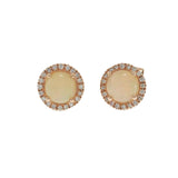 14KT Rose Gold Opal & Diamond Halo Stud Earrings