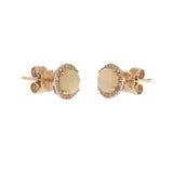 14KT Rose Gold Opal & Diamond Halo Stud Earrings