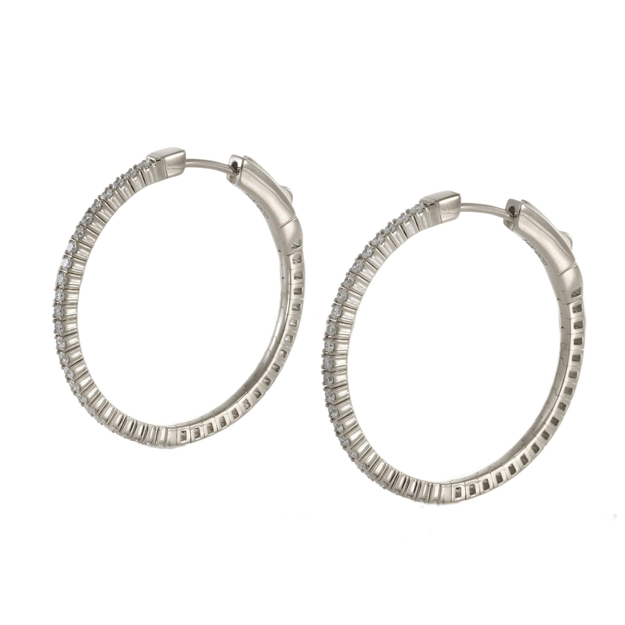 14KT White Gold Diamond Flex Hoop Earrings – 30MM, 0.65CTW