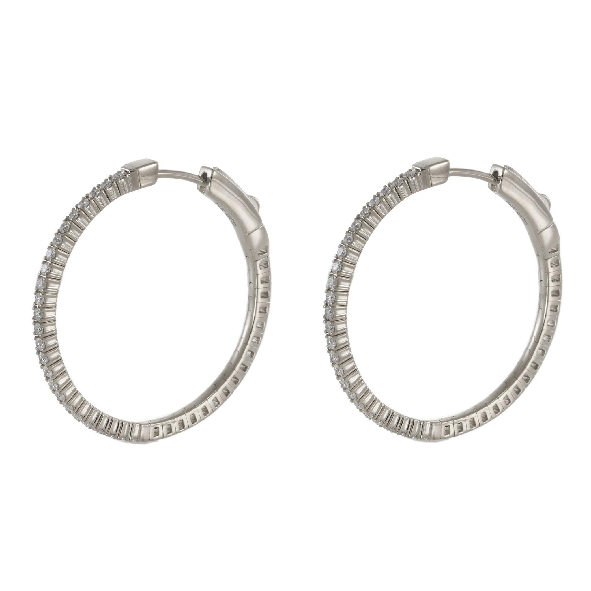 14KT White Gold Diamond Flex Hoop Earrings – 30MM, 0.65CTW