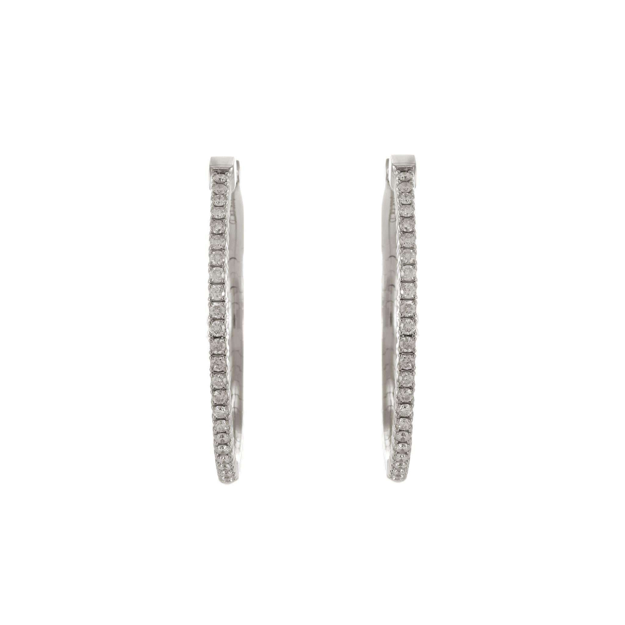14KT White Gold Diamond Flex Hoop Earrings – 30MM, 0.65CTW