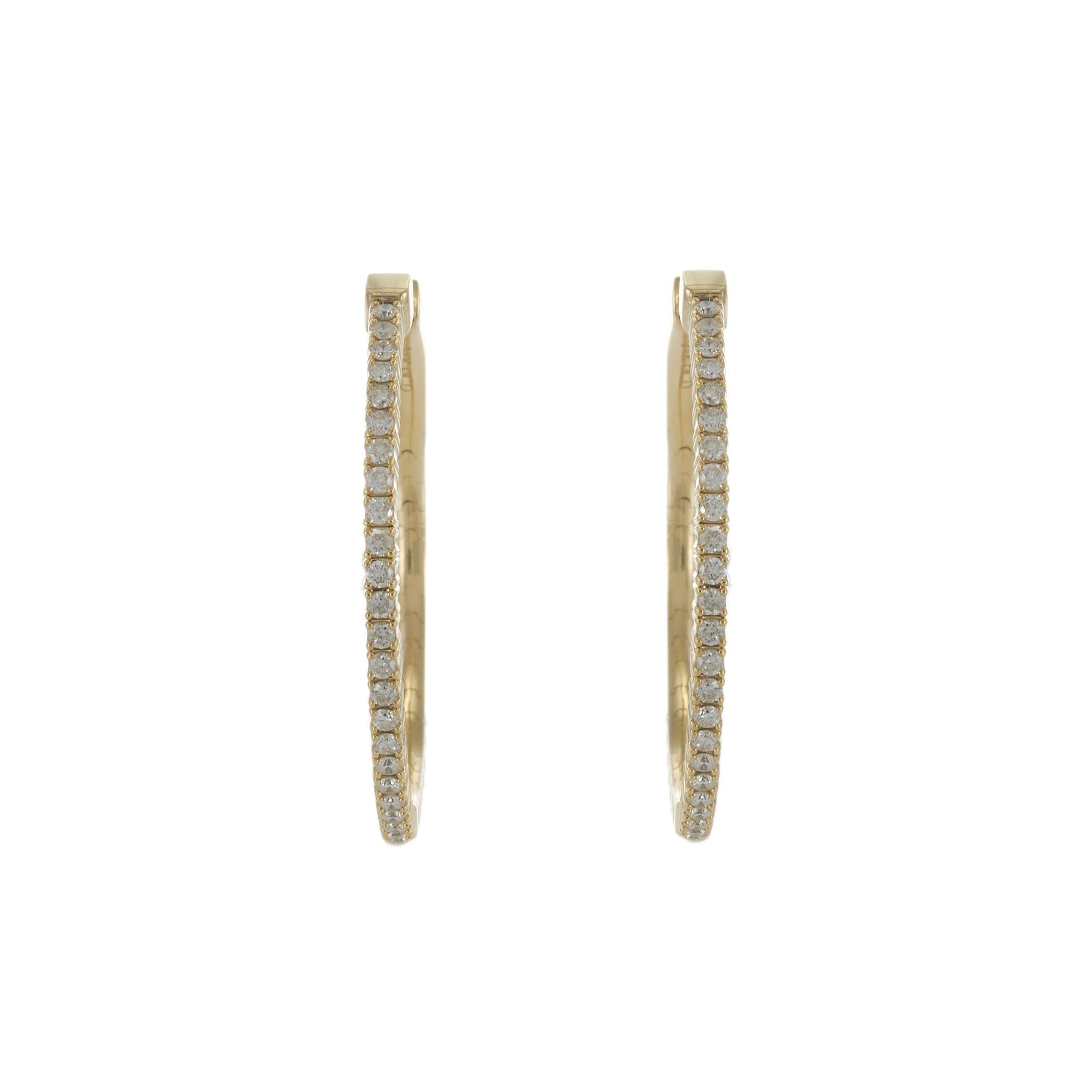 14KT Yellow Gold Diamond Flex Hoop Earrings – 30MM, 0.65CTW