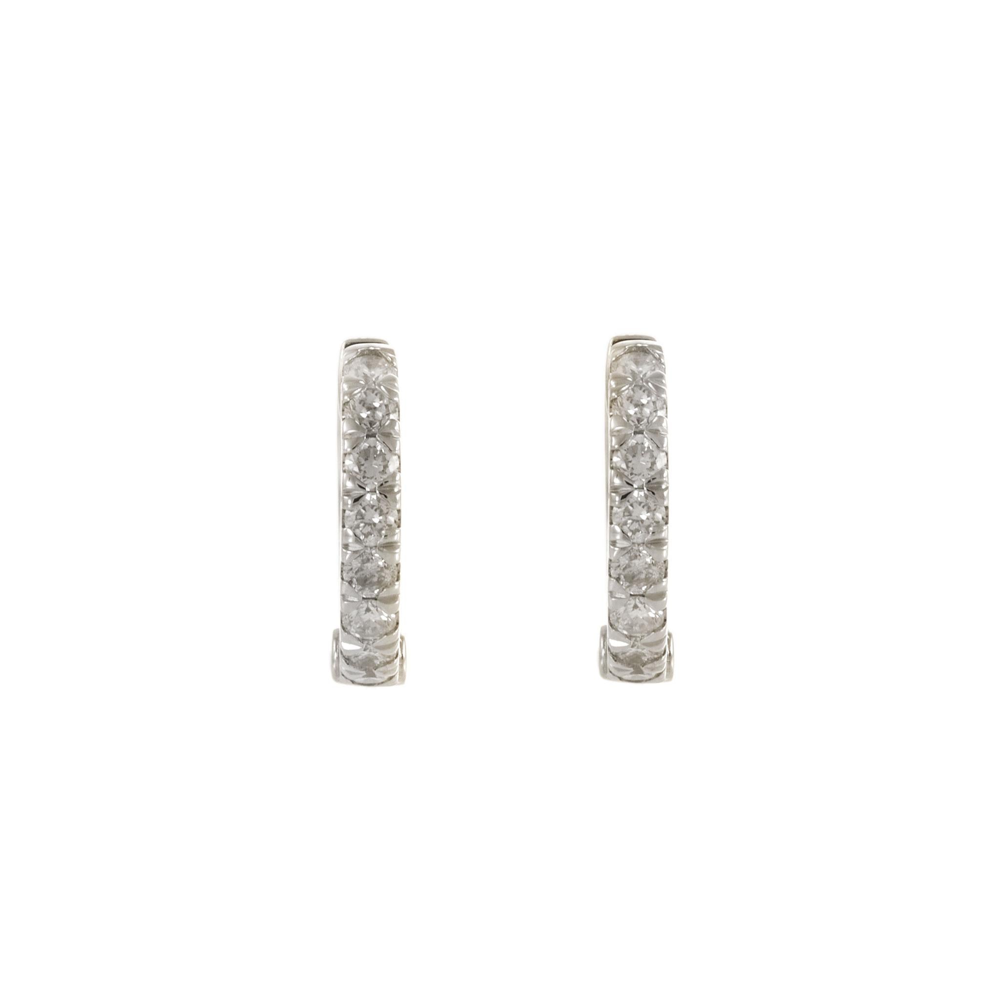 14KT White Gold Diamond Huggie Earrings – 12MM, 0.31CTW