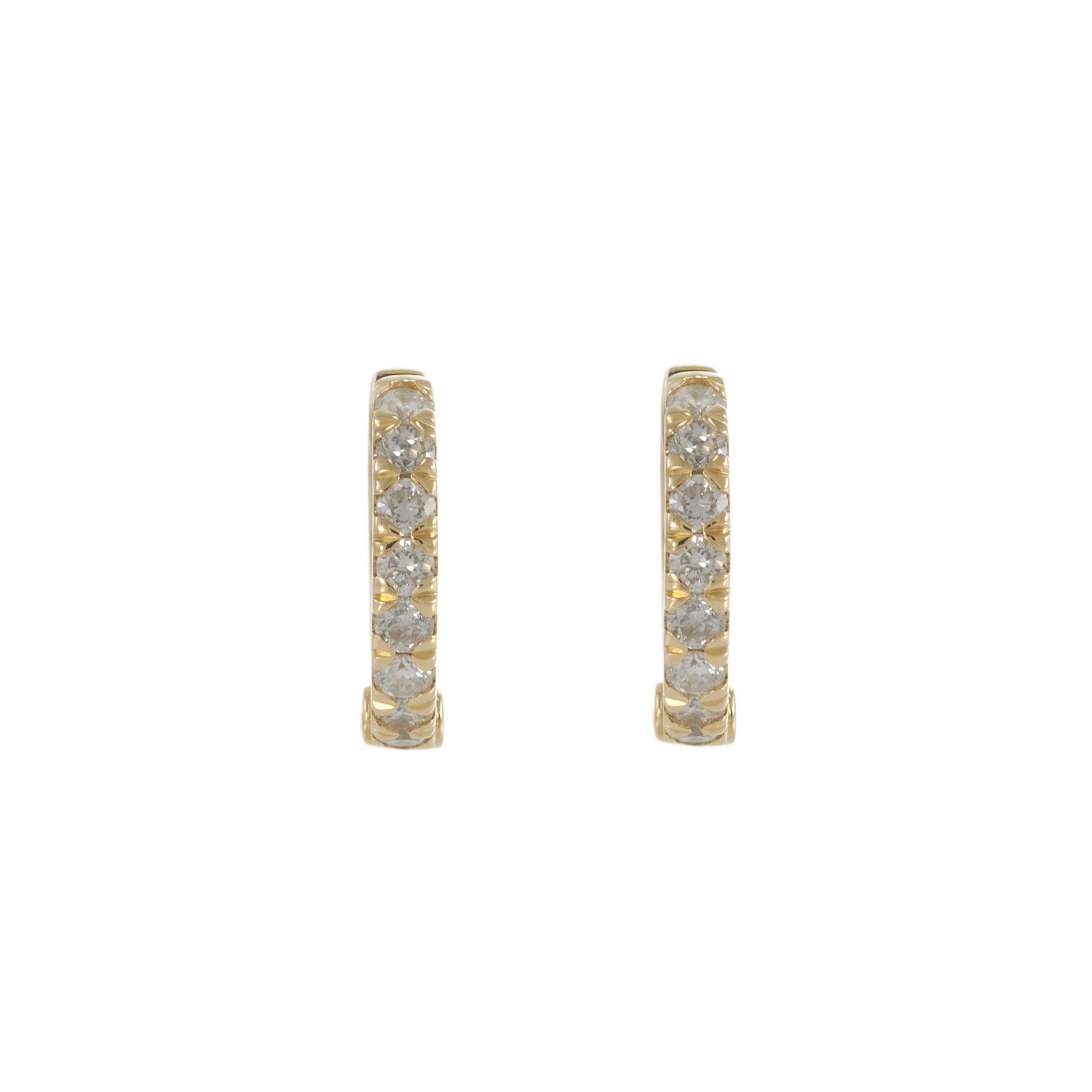14KT Yellow Gold Diamond Huggie Earrings – 12MM, 0.31CTW